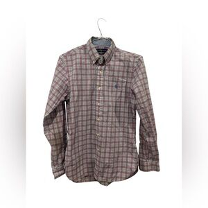 Ralph Lauren‎ Men’s Blue Pink Plaid Slim Fit Shirt Long Sleeve Men's Size Medium